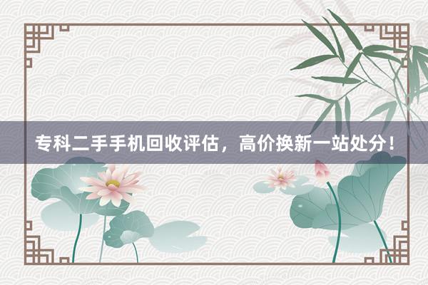 专科二手手机回收评估，高价换新一站处分！